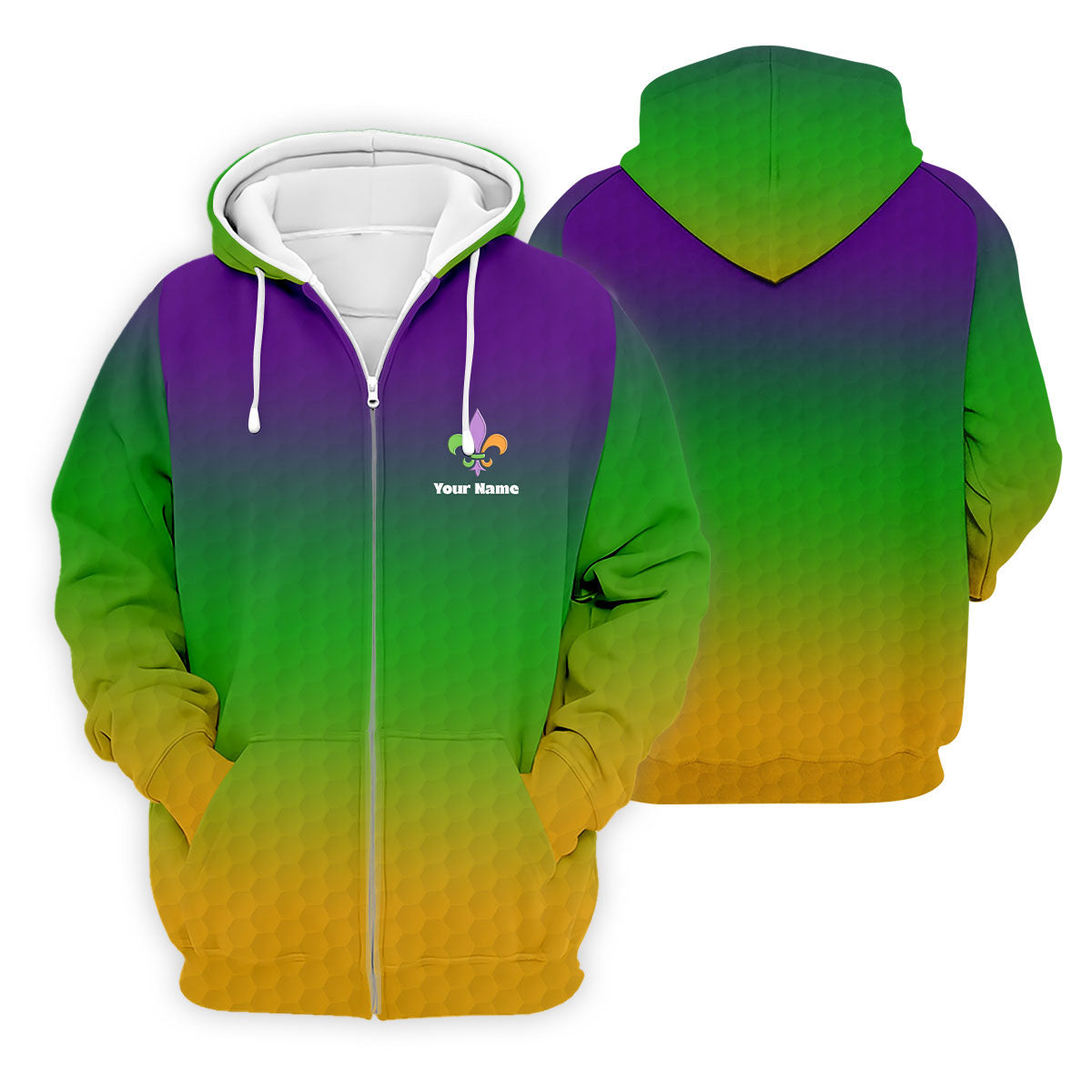 Mardi Gras Purple Gold Green Blended Color Golf Ball Pattern Golf Tops For Men, Polo ShirtFor Men