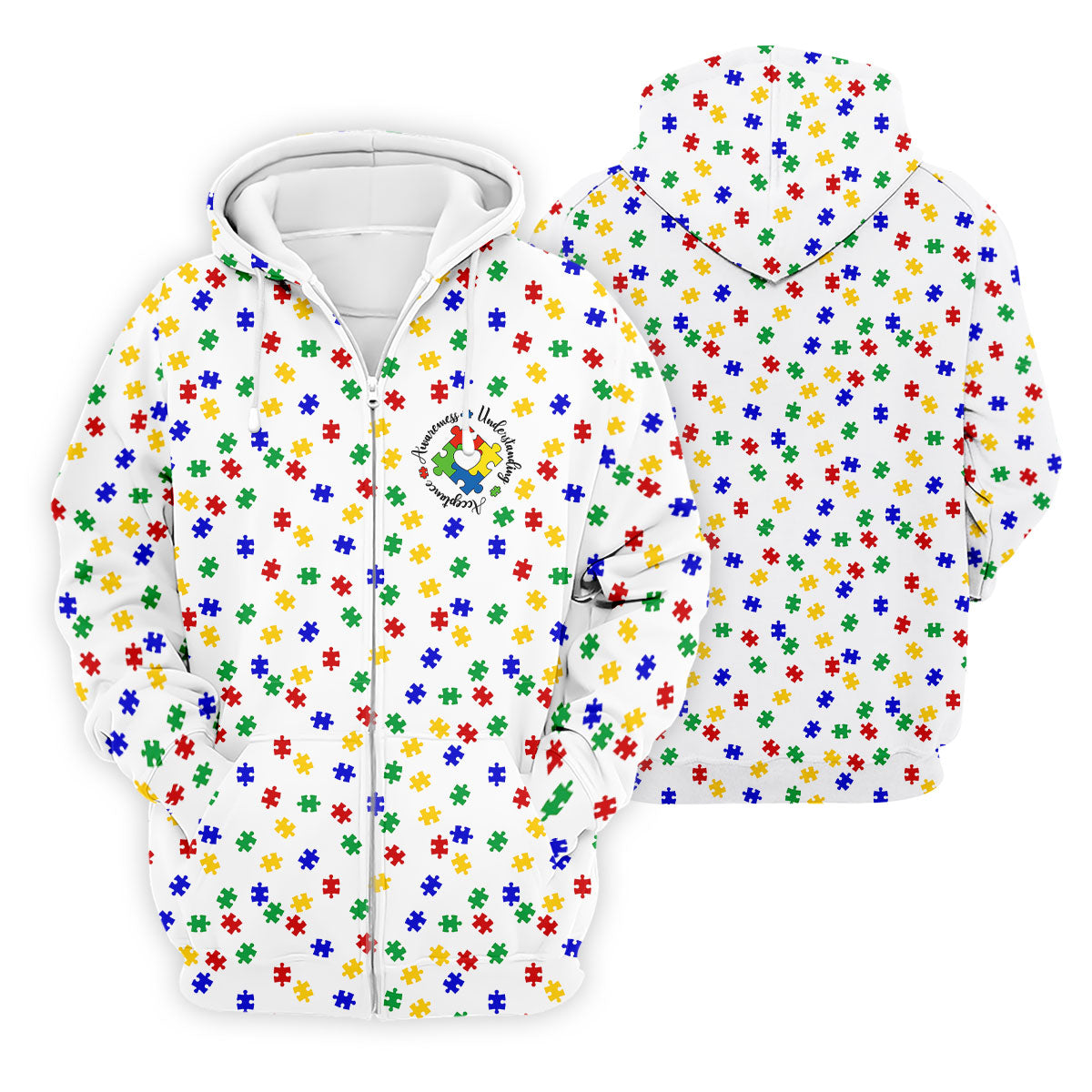Awareness Understanding Acceptance Autism Puzzle Men's Polo ShirtAutism Awareness Shirt, Golf Shirts For Men