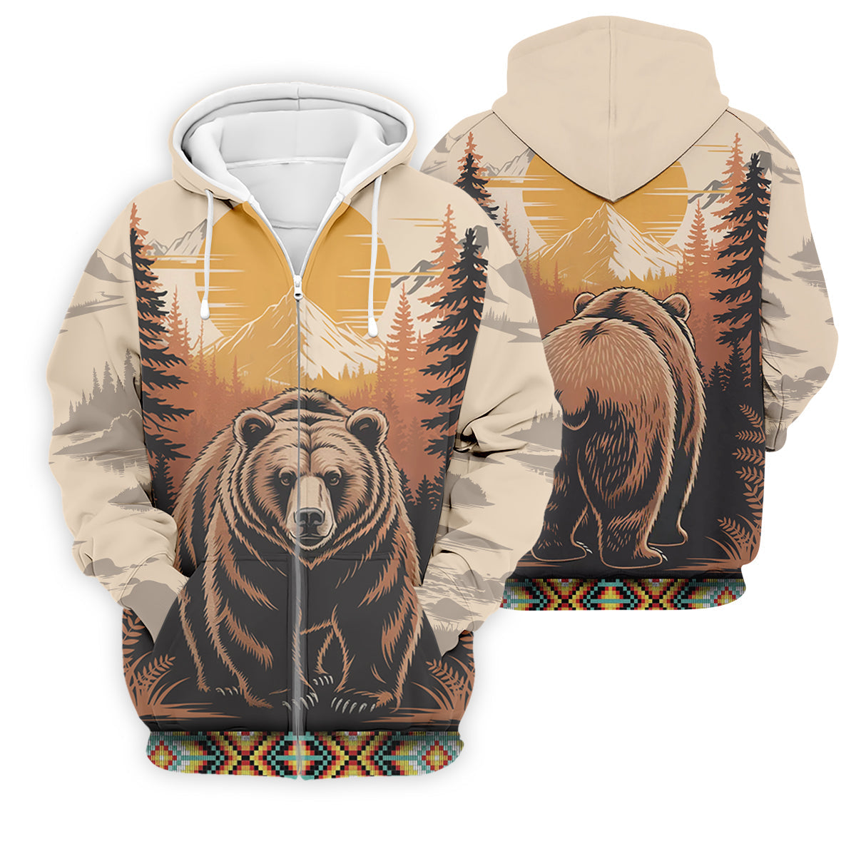 Native Heritage Wild Bear Golf Tops For Men, Native American Ancestry Polo Shirt Men, Indigenous Peoples Month