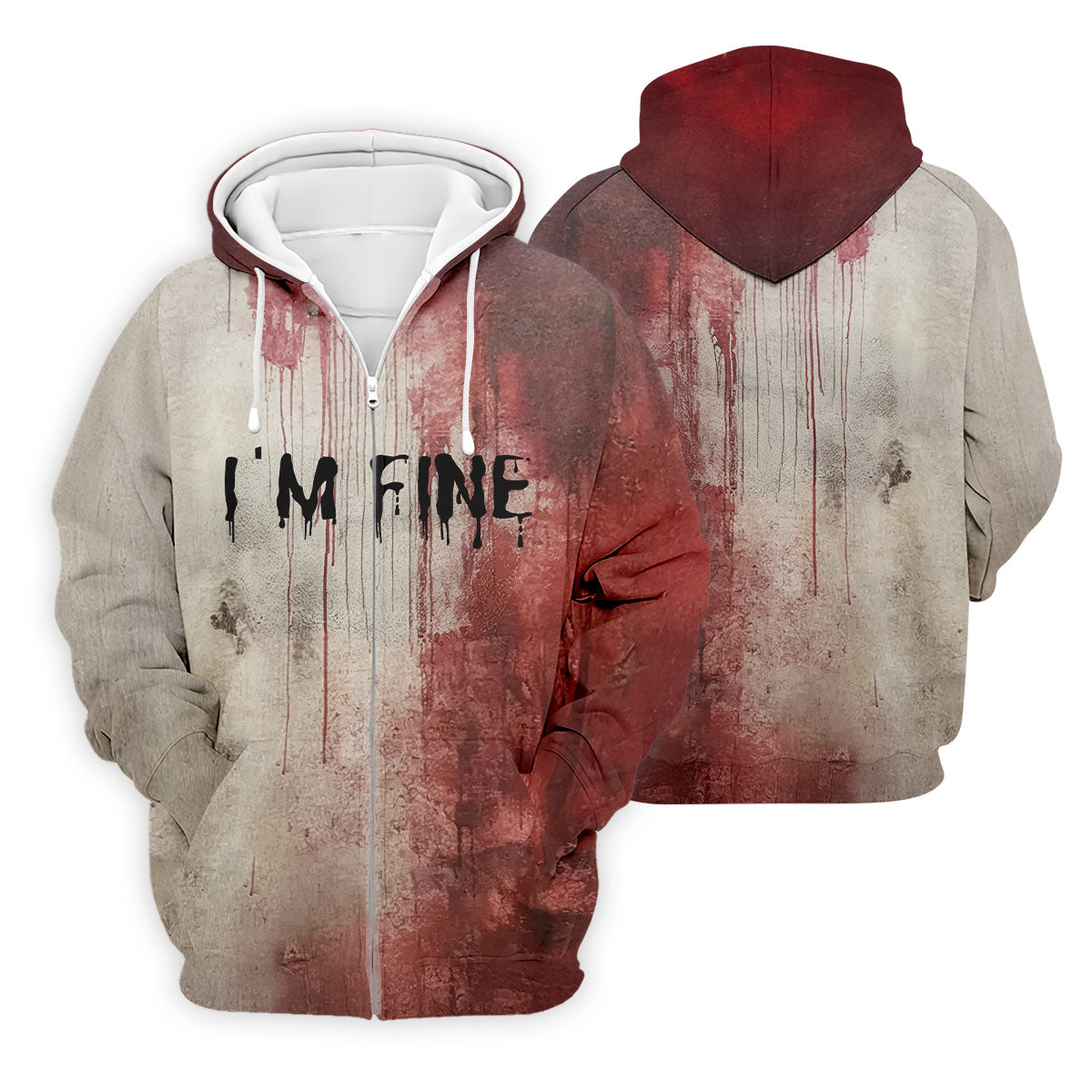 I'm Fine Halloween Blood Splatter Golf Tops For Men, Horror Blood Polo ShirtFor Men, Unique Gift For Golfer