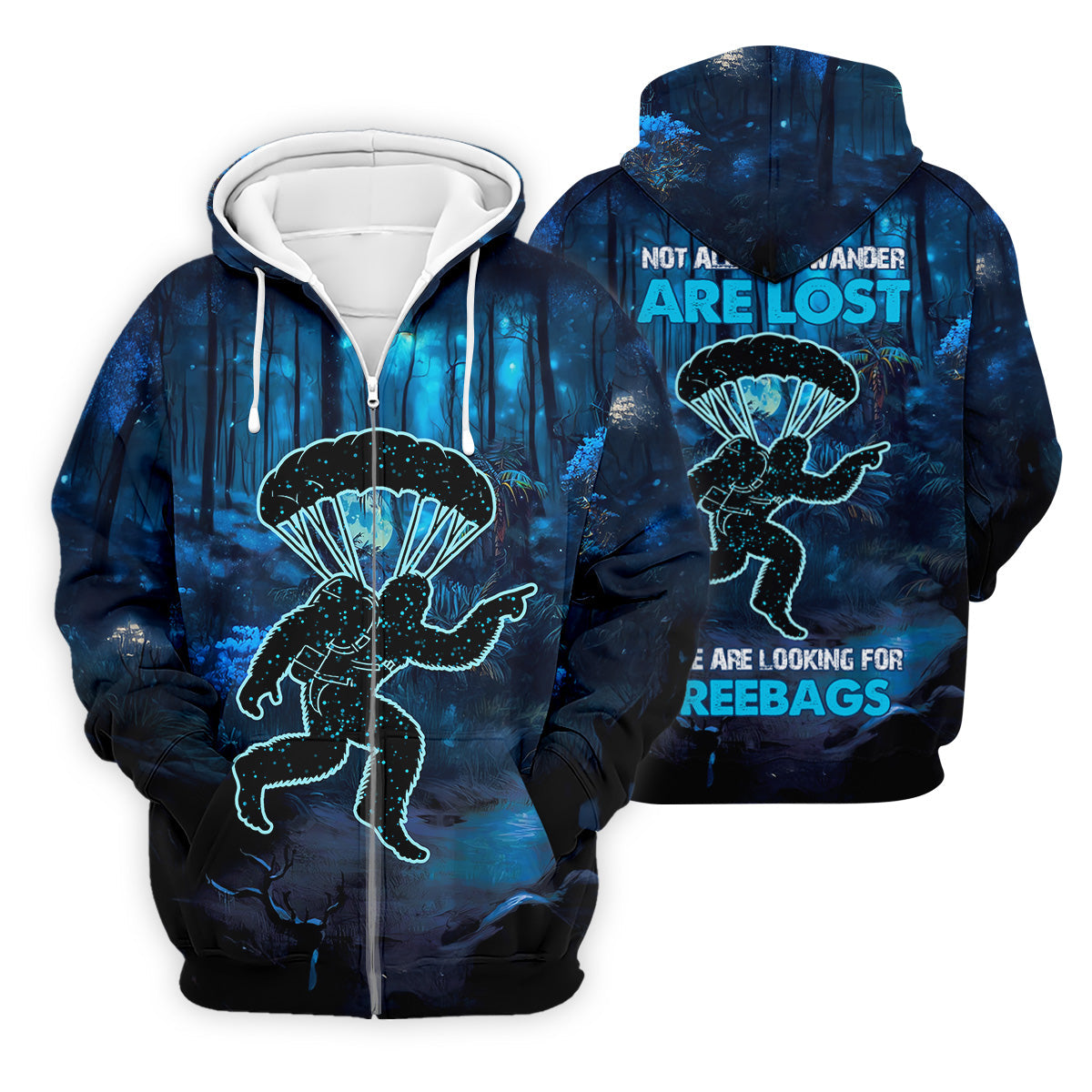 Not All Who Wander Are Lost Some Are Looking For Freebags Funny Bigfoot Skydiving Shirt, Men's Skydive Outfit
