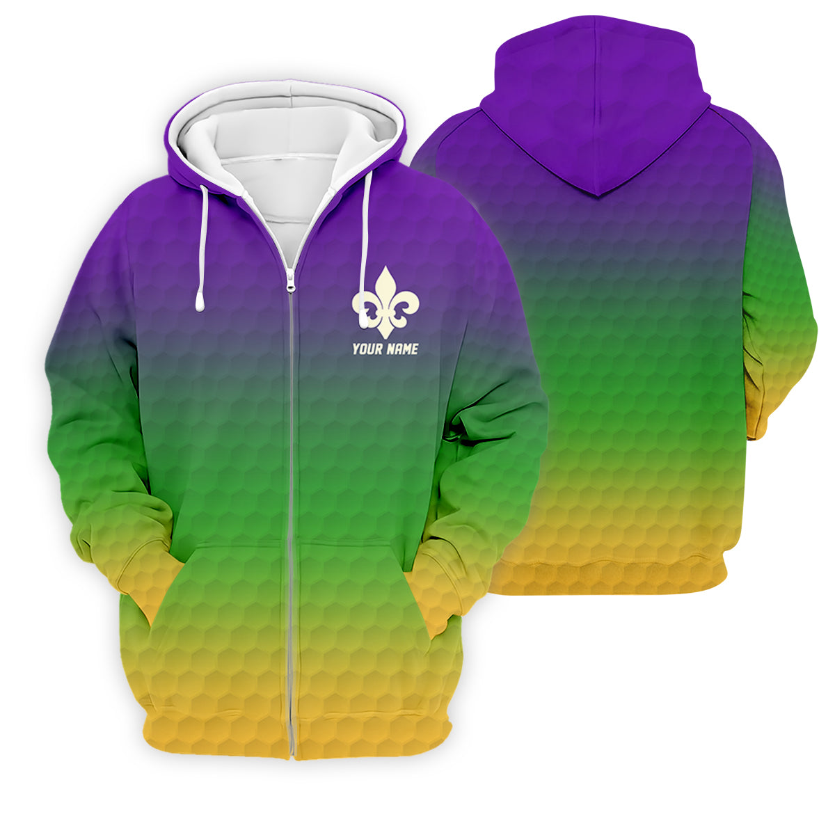Purple Green Gold Golf Ball Pattern Mardi Gras Golf Shirt, Golf Tops For Men, Polo ShirtFor Men