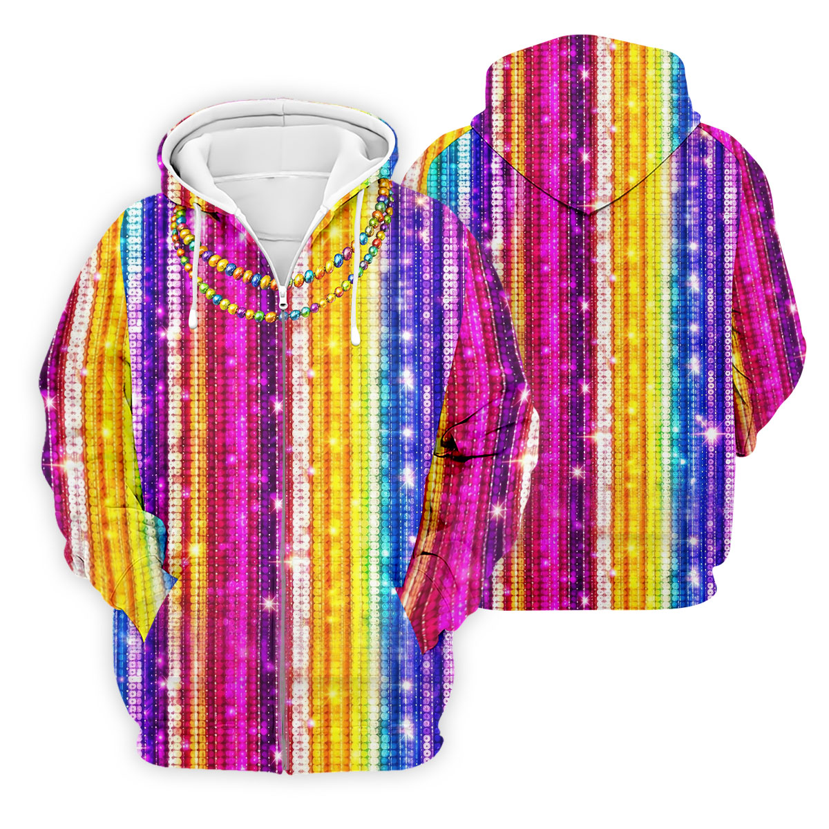 Mardi Gras Sequinned Glitter Print Golf Tops For Men, Polo ShirtFor Men, Golf Shirts For Men