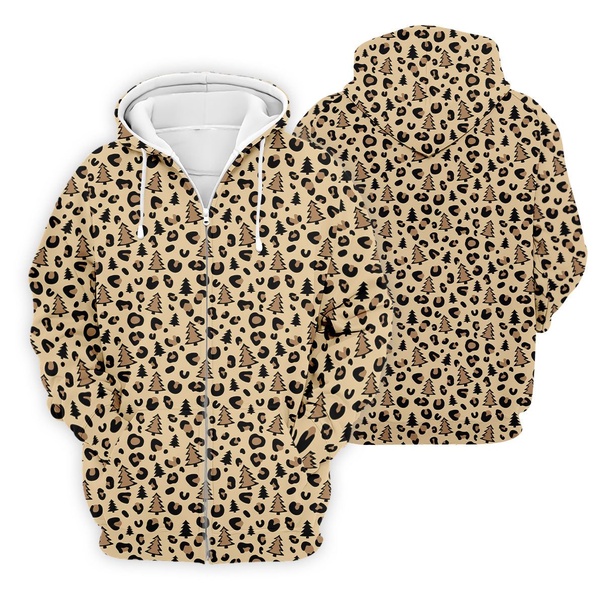 Xmas Pine Tree Leopard Pattern Brown Golf Shirt, Christmas Golf Shirt, Cute Golf Outfit, Polo ShirtFor Men