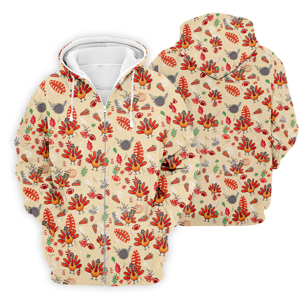 Funny Turkey Hawaiian Pattern Thanksgiving Golf Tops For Men, Fun Golf Shirts For Men, Polo ShirtFor Men