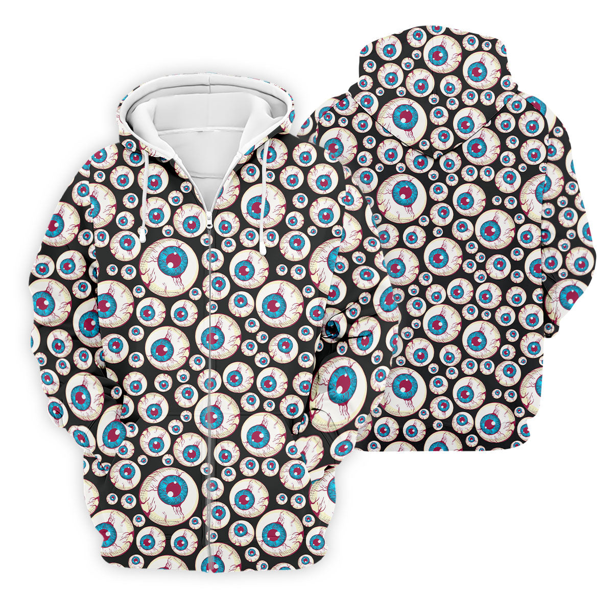 Black And White Eyeball Pattern Golf Tops For Men, Unique Gift For Golfer, Polo For Men