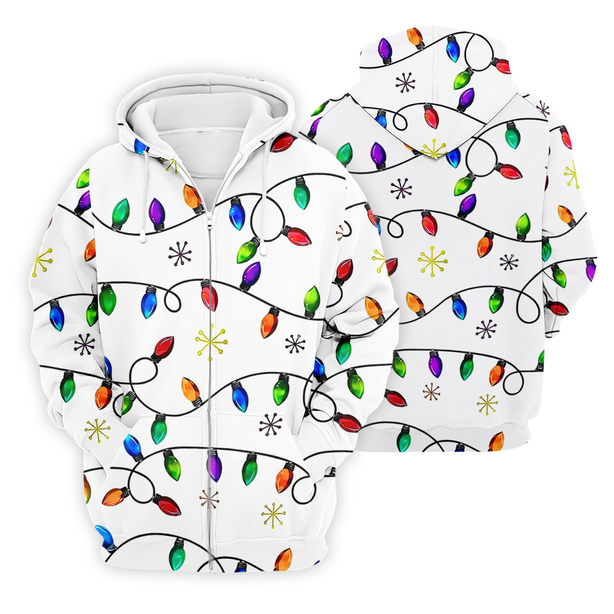 Christmas Light Print Fun Men's Golf Polos, Christmas Golf Shirt, Unique Gift For Golfer, Polo ShirtFor Men