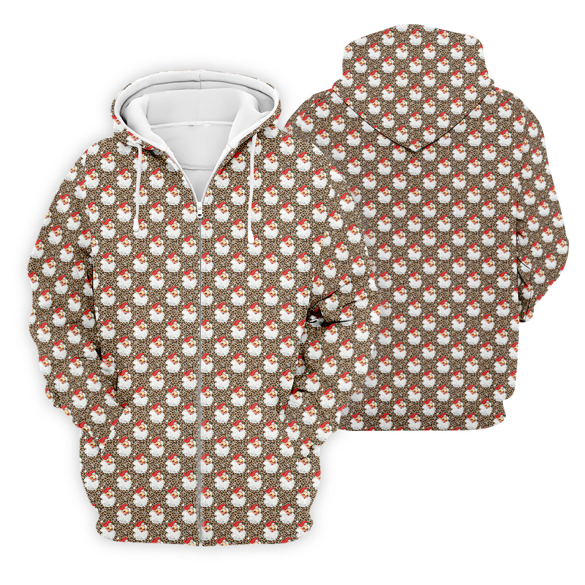 Leopard Santa Xmas Golf Shirt, Golf Tops For Men, Retro Golf Shirt, Christmas Golf Shirt, Golf Gift For Men