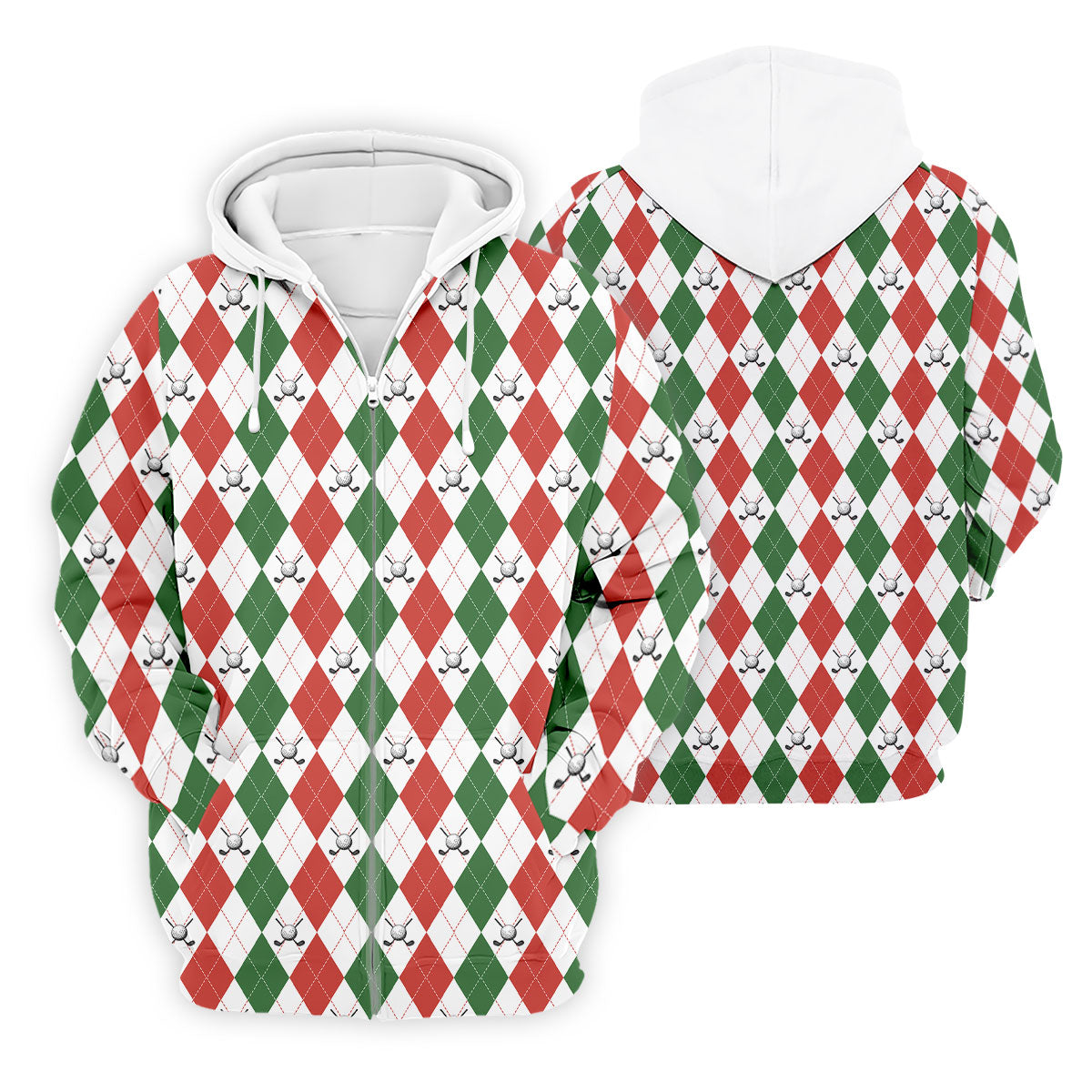 Christmas Plaid Argyle Pattern Golf Polo ShirtChristmas Golf Gift, Polo ShirtFor Men, Golfing Apparel