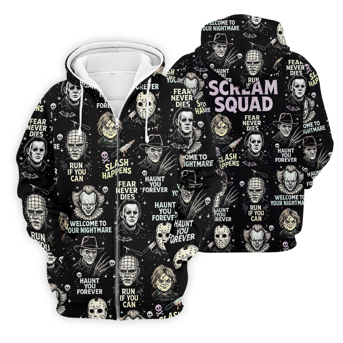 Scream Squad Horror Halloween Character Halloween Polo Shirt Horror Movie Shirt, Men's Golf Polo