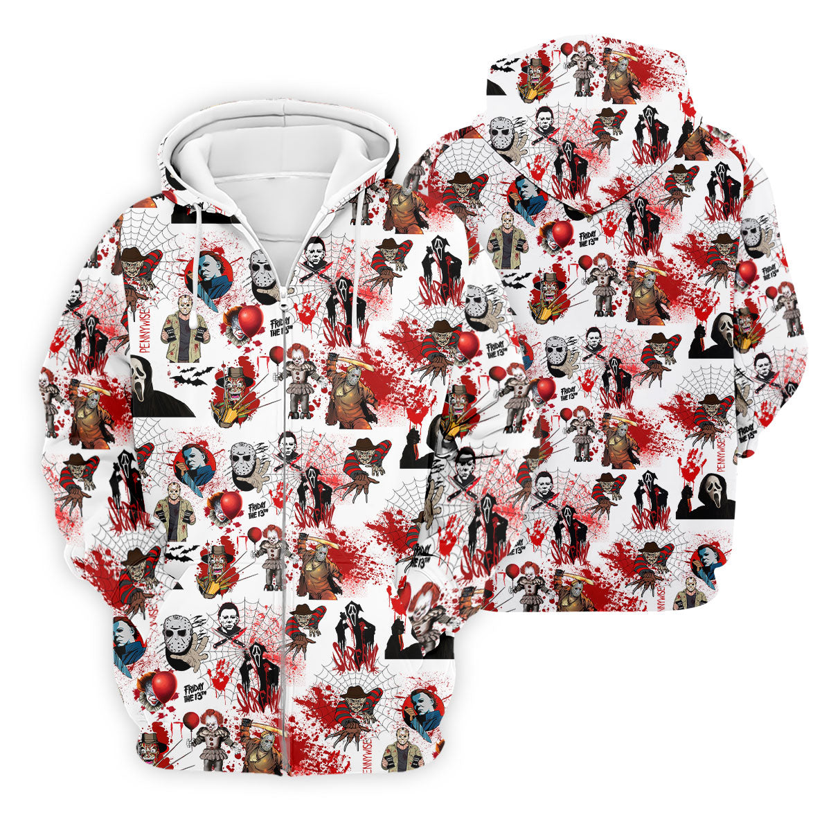 Horror Villain Blood Splatter Print Golf Tops For Men, Halloween Golf Shirt, Polo ShirtFor Men, Golfing Apparel
