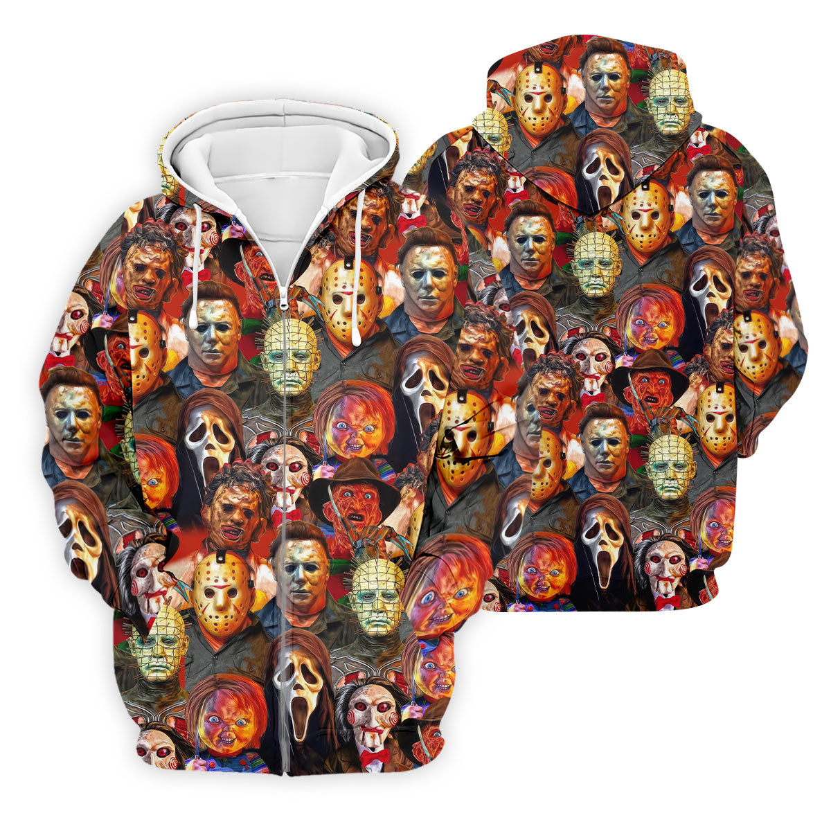 Horror Movie Characters Golf Tops For Men, Halloween Golf Shirt, Unique Gift For Golfer, Polo ShirtFor Men