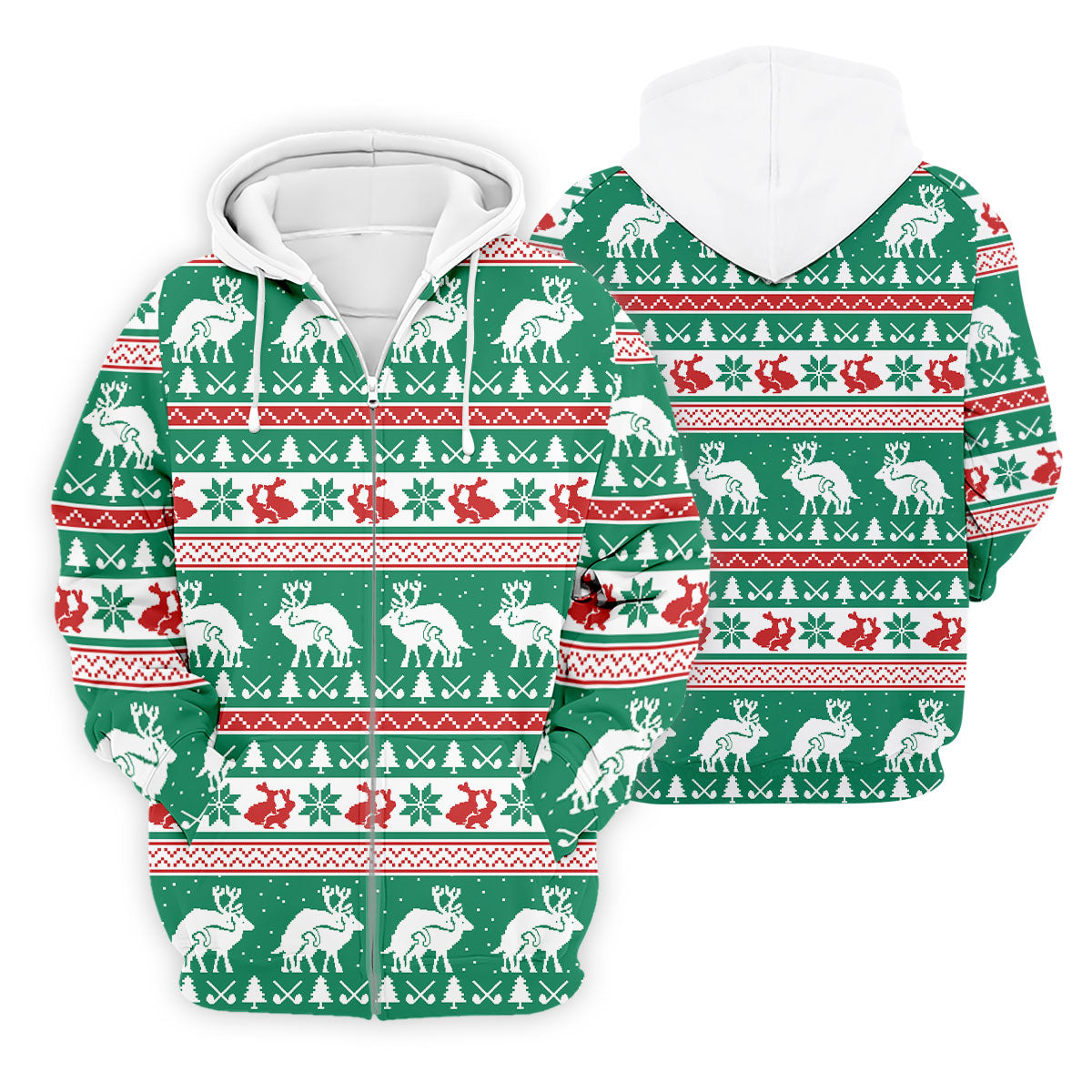 Christmas Festive Reindeer Snowflakes Christmas Golf Shirt, Golf Gift For Men, Golf Shirts For Men