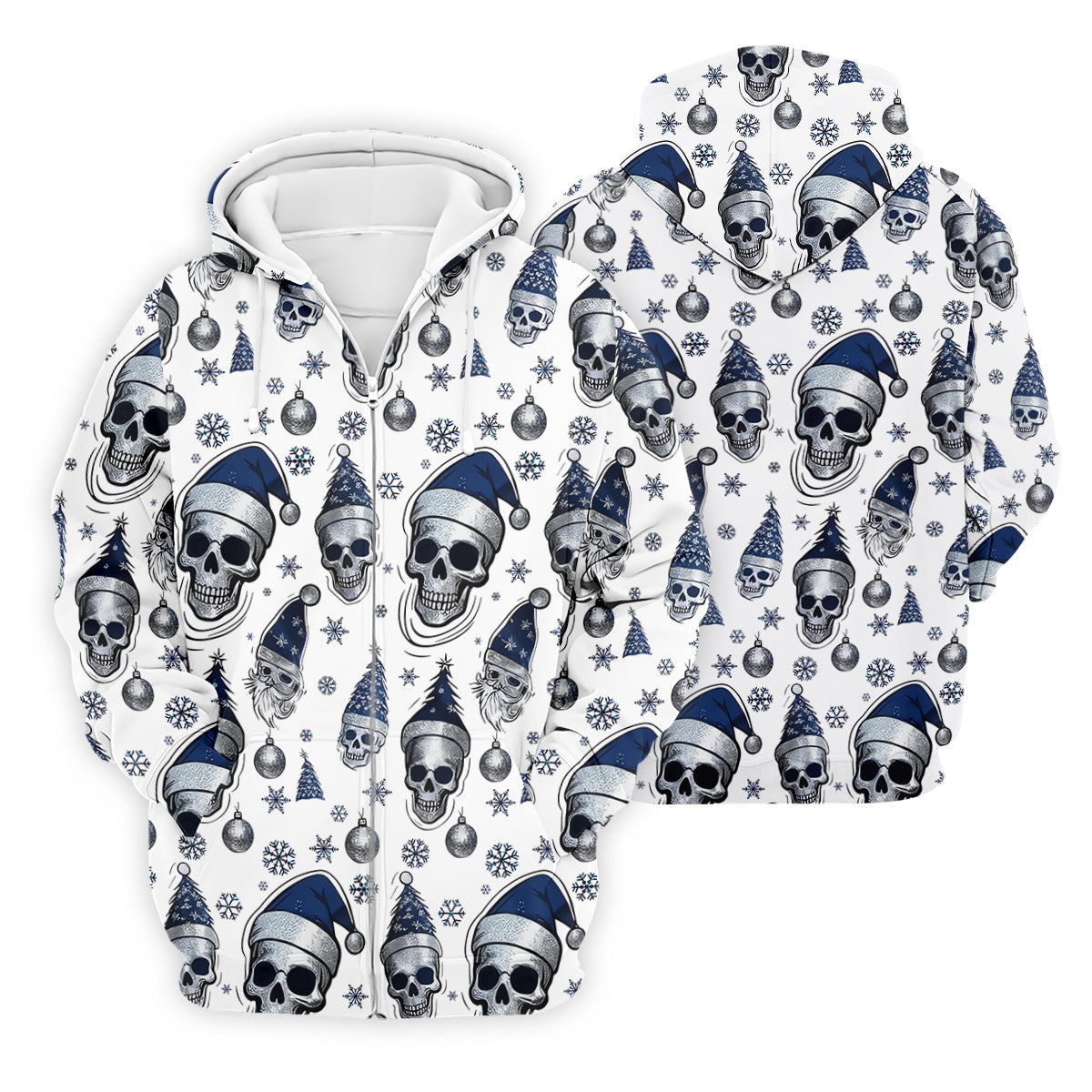 Vintage Skull Christmas Golf Shirt, White Polo Shirt, Cool Golf Gift, Golf Shirts For Men