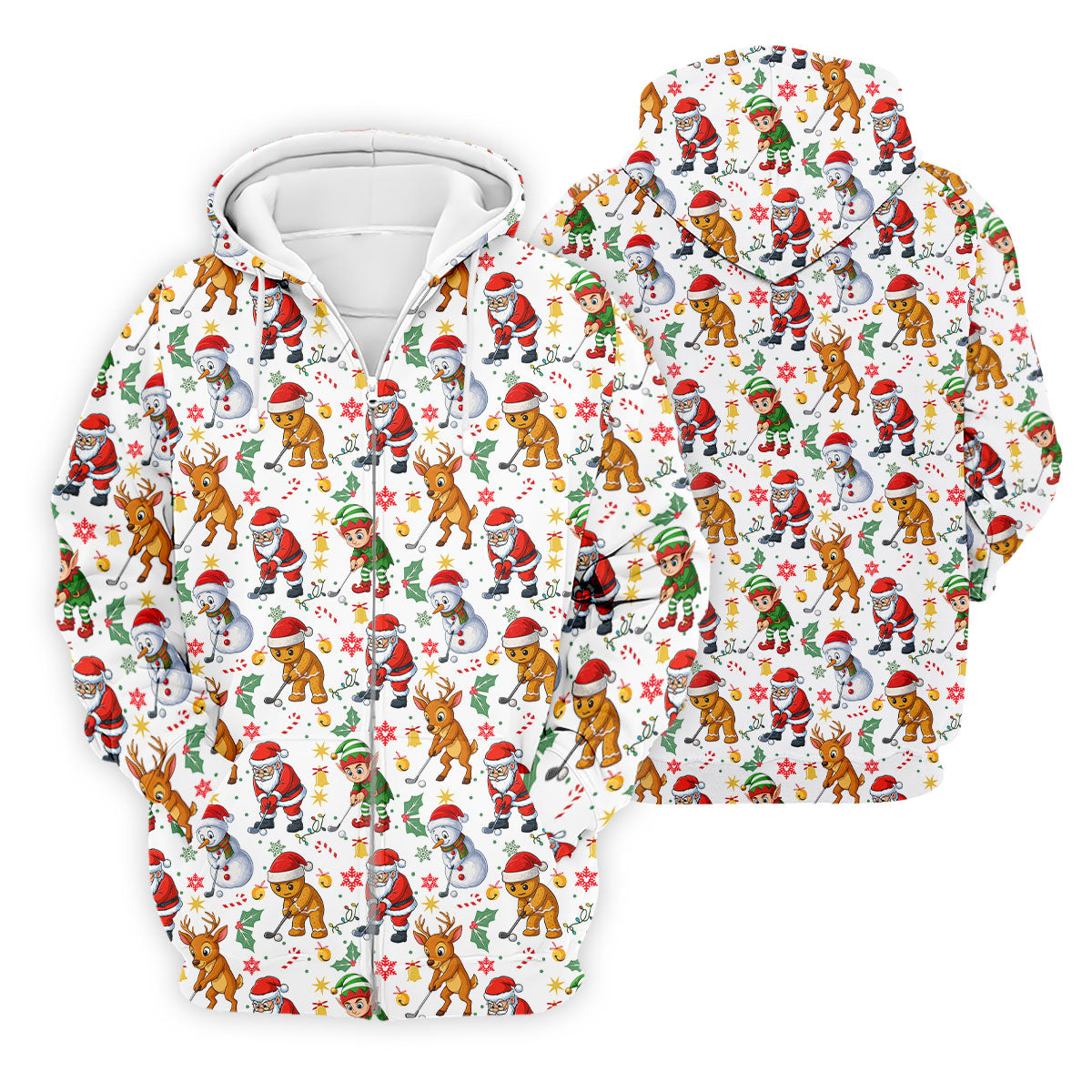 Funny Christmas Characters Golf Tops For Men, Cute Golf Outfit, Fun Golf Shirts For Men, Christmas Golf Shirt