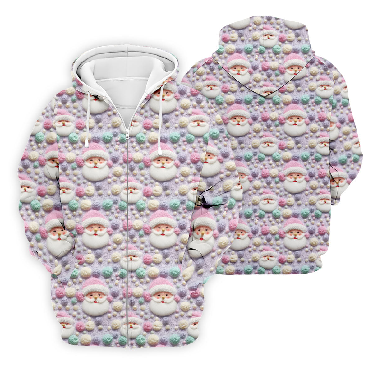 Knit Santa Pastel Pattern Golf Tops For Men, Christmas Golf Shirt, Cute Golf Outfit, Golf Shirts For Men