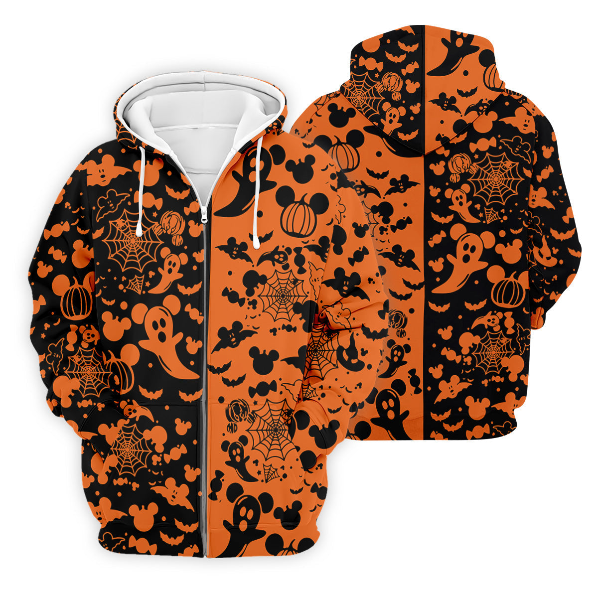 Cute Animated Ghost Black And Orange Halloween Golf Shirt, Fun Golf Shirts For Men, Polo ShirtFor Men