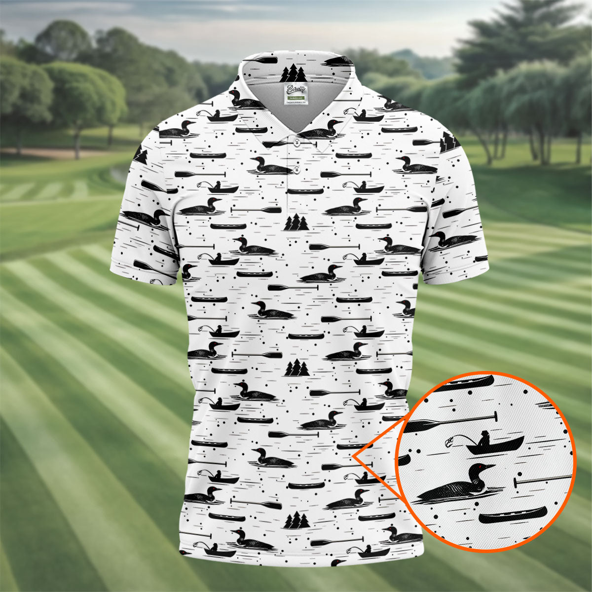 Loon Lake Aquatic Birds Hawaiian Golf Shirt, Men's Golf Shirt, Polo Shirts For Men