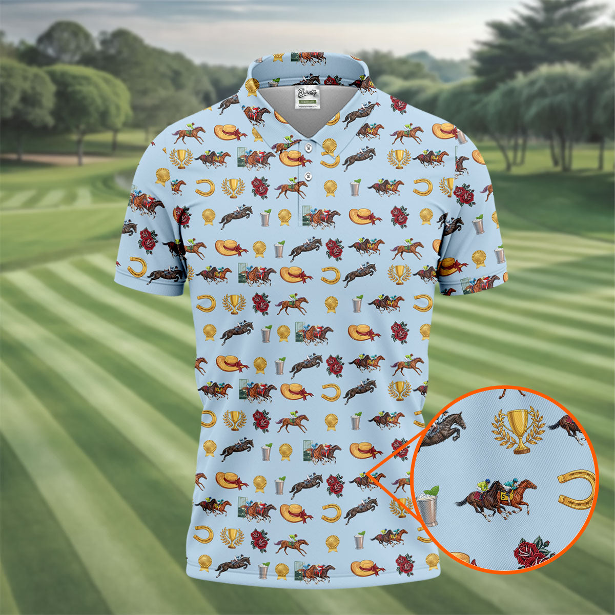 Run For The Roses Horse Ride Racing Golf Tops For Men, Golf Shirts For Men, Polo Shirtor Men