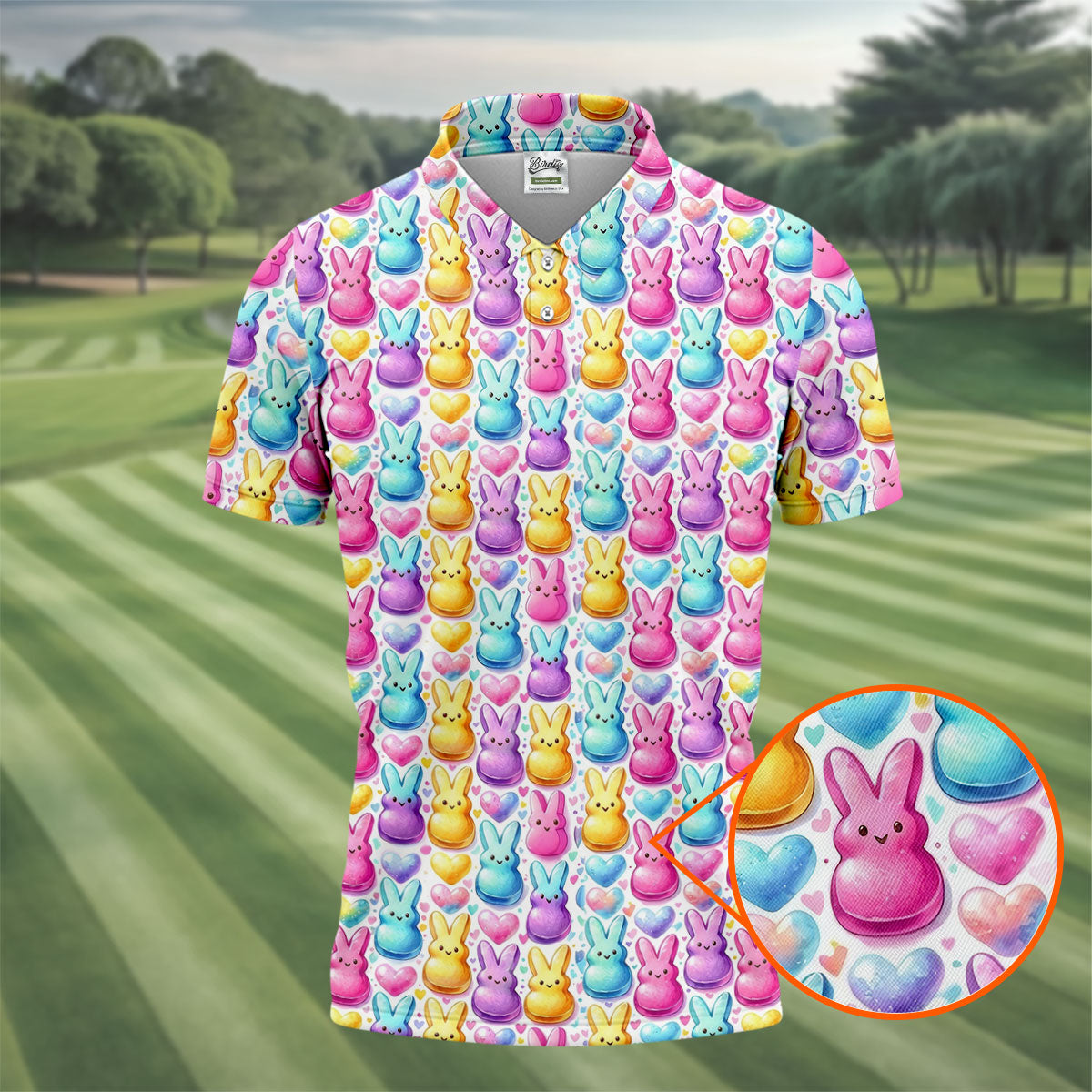 Easter Bunny Jelly Effect Seamless Pattern Golf Shirts For Men, Men's Funny Golf Shirts, Polo ShirtFor Men