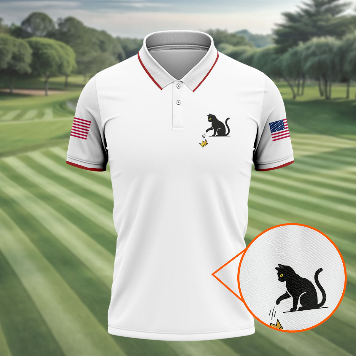 No King Naughty Cat 250 Years Patriotic Golf Shirt, Golf Shirts For Men, 4th Of July Golf Shirt