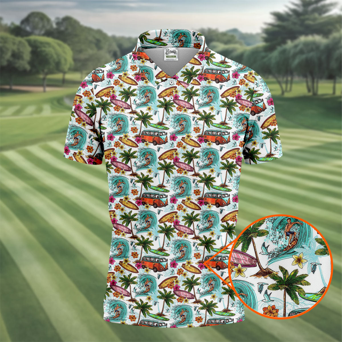 Tropical Trip Big Wave Riders Hawaiian Golf Shirt, Polo Shirtor Men, Golfing Apparel