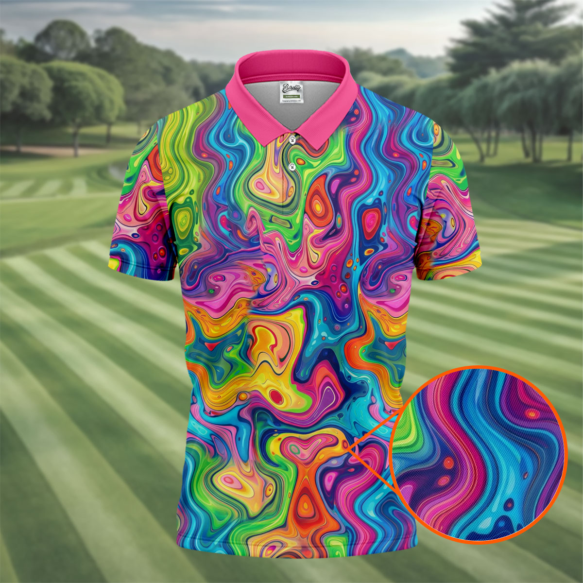Liquid Marble Colorful Print Golf Tops For Men, Polo Shirt Men, Golf Shirts For Men