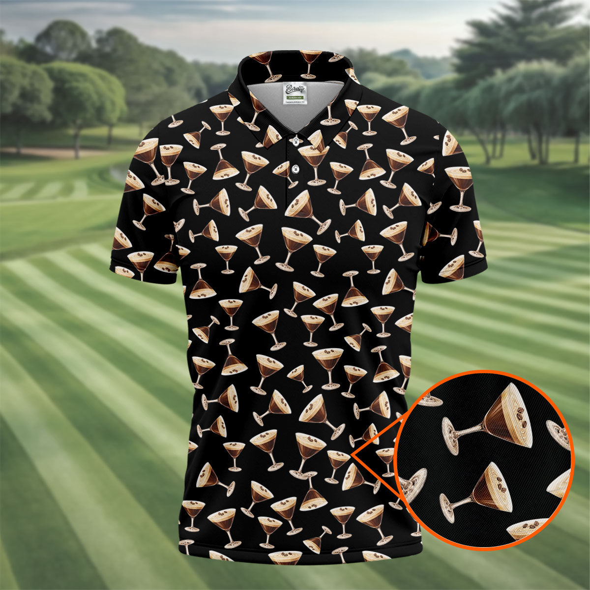 Espresso Martini Print Golf Shirt, Men's Golf Polo ShirtShirts For Men, Polo Shirt Men