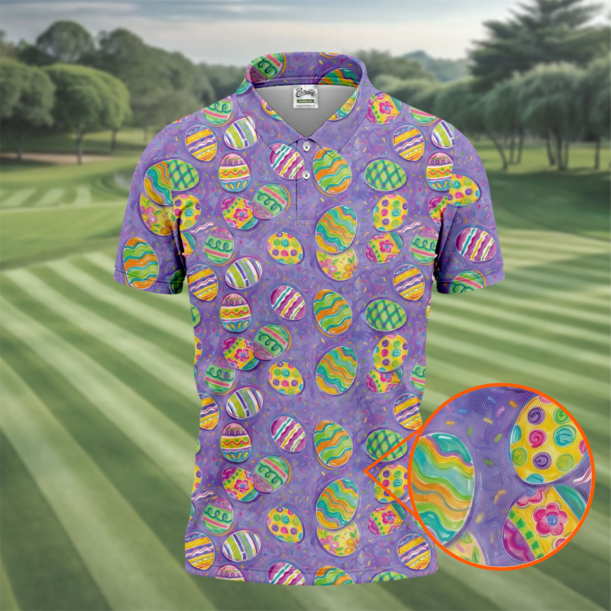 Colorful Painted Easter Eggs Golf Shirts For Men, Cute Golf Outfit, Polo ShirtFor Men