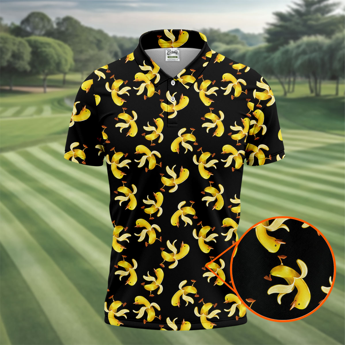 Banana Duck Hawaiian Golf Shirt, Men's Funny Golf Shirts, Polo Shirtor Men