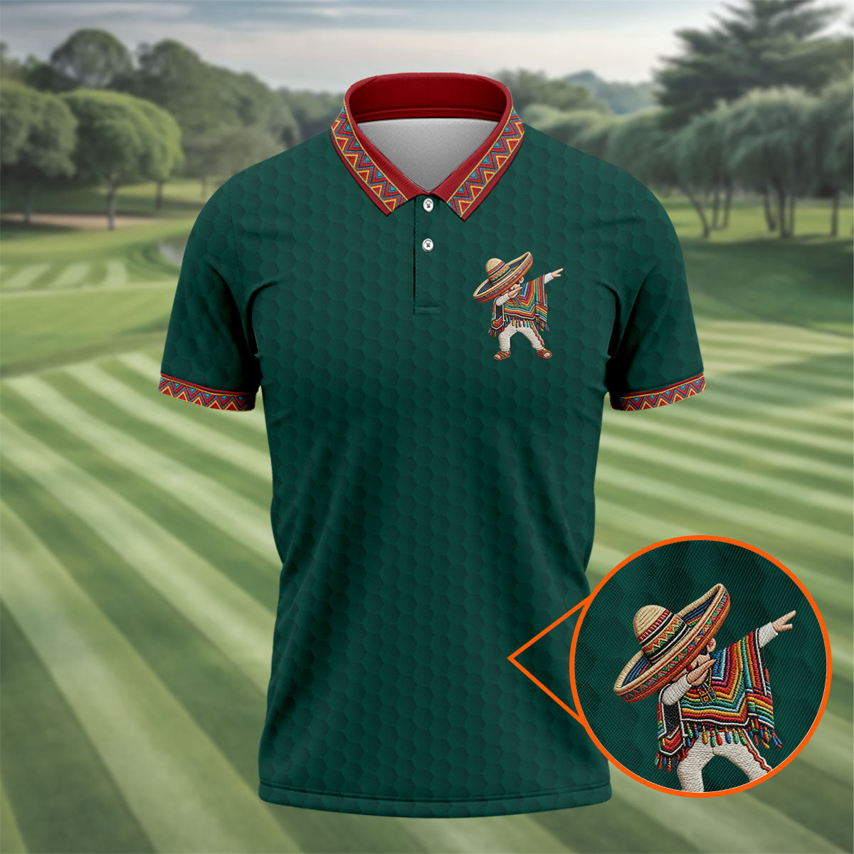 Cinco De Mayo Celebration Golf Ball Pattern Green Golf Shirt, Polo Shirtor Men
