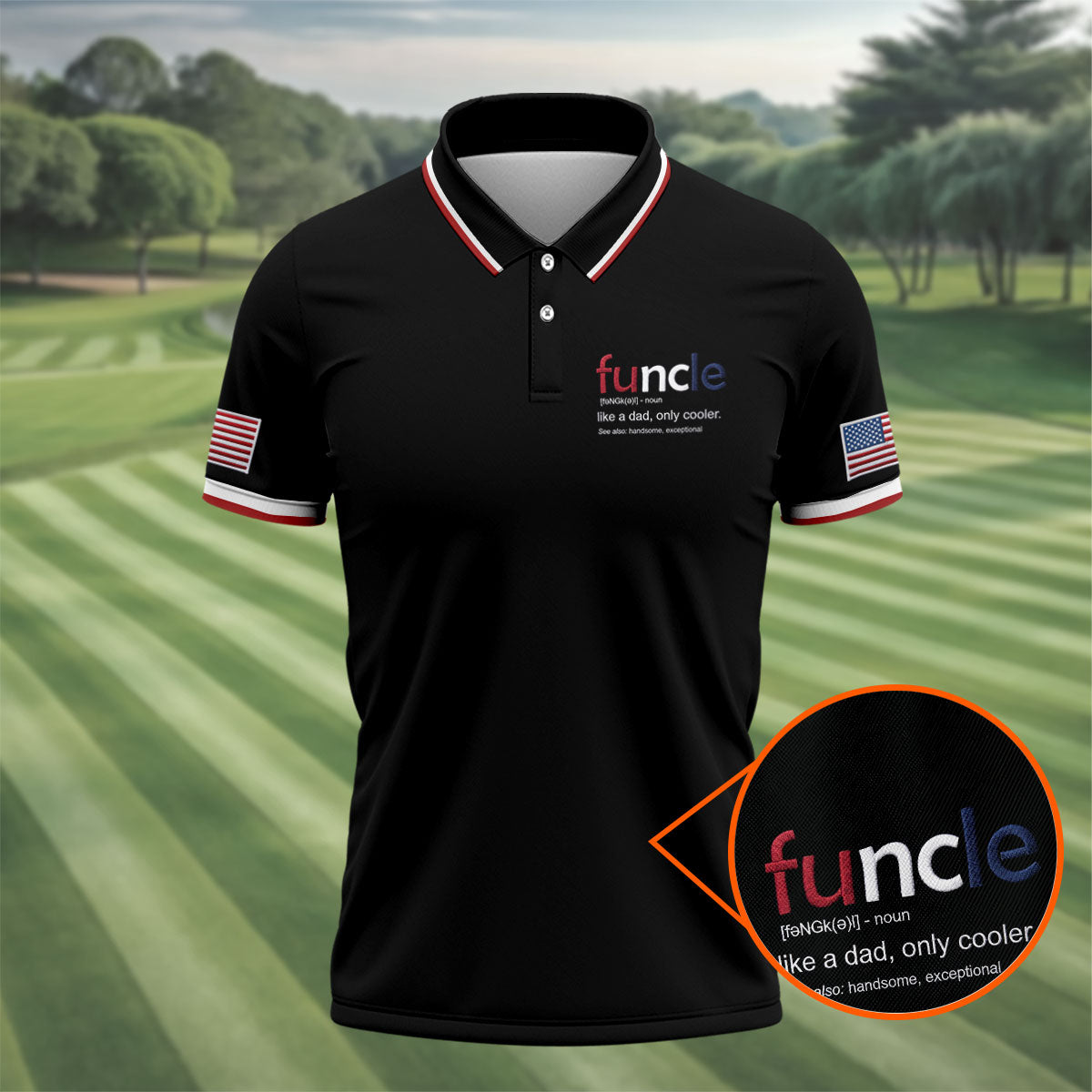 Funcle Like A Dad Only Cooler Father's Day Golf Shirt, Men's Funny Golf Shirts, Golf Gift For Dad