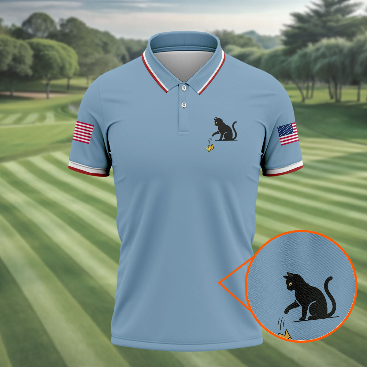 No King Naughty Cat 250 Years Patriotic Golf Shirt, Golf Shirts For Men, 4th Of July Golf Shirt