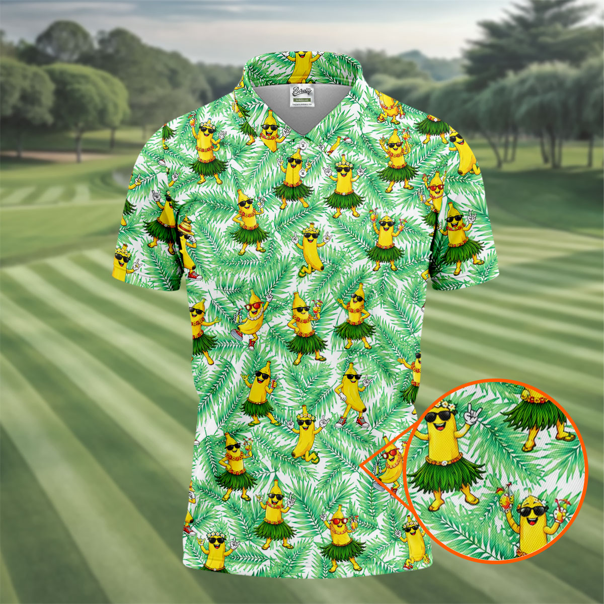 Funny Hula Banana Tropical Hawaiian Golf Shirt, Golf Polo For Women, Printed Golf Shirt