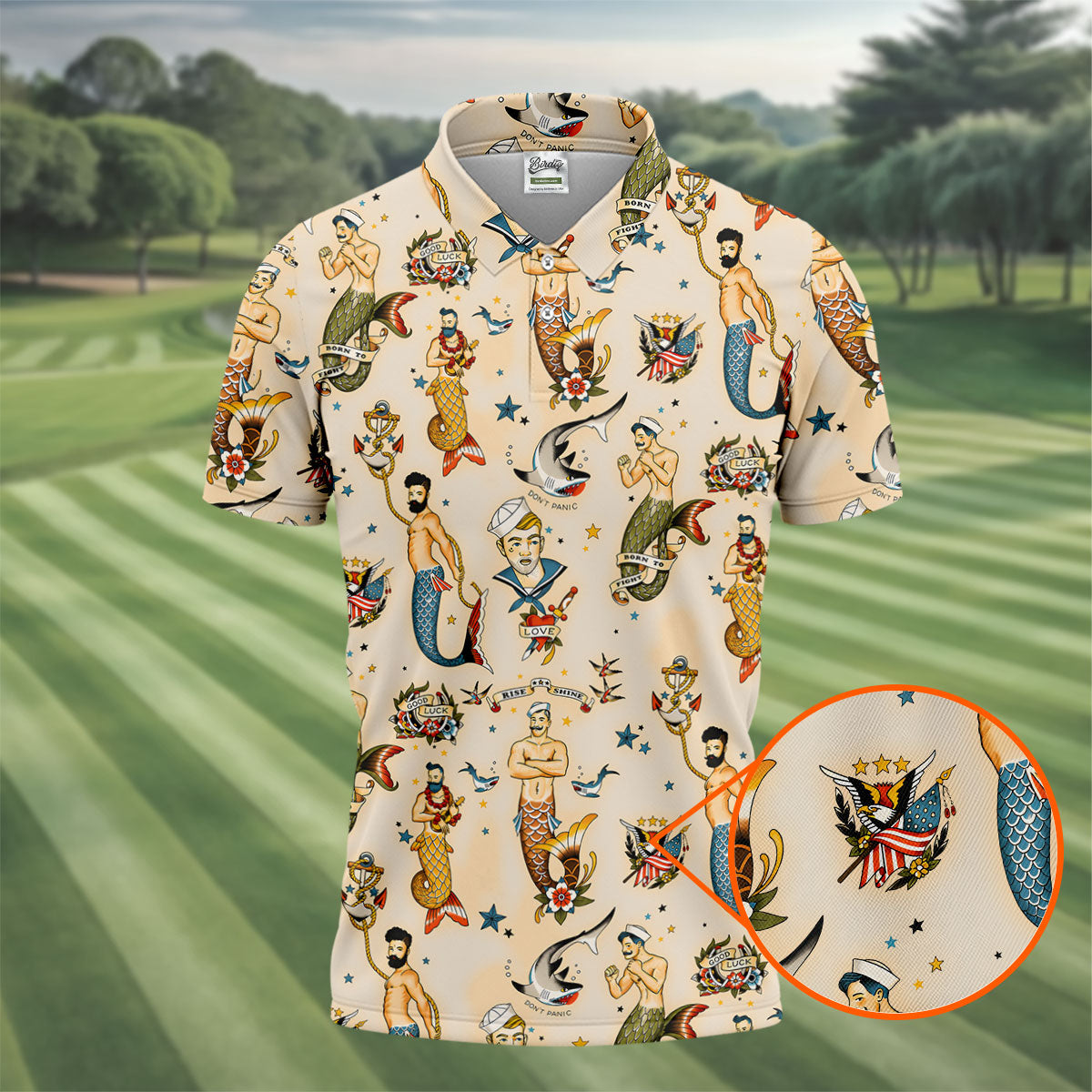 Mermen Rise And Shine Men's Funny Golf Shirts, Gay Pride Month Celebrate Golf Shirts For Men