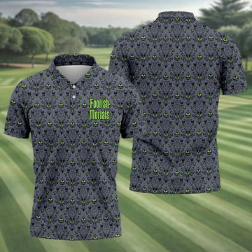 Foolish Mortals Haunted Halloween Polo Shirt, Printed Golf Shirts, Golf Apparel For Men
