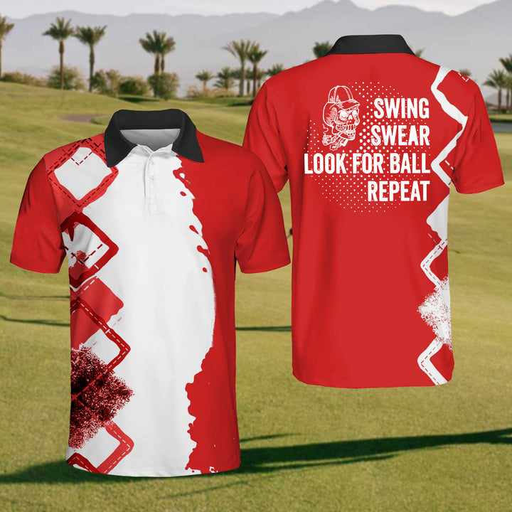 Swing, Swear, Looking For The Ball Men’s Golf Polo Shirtens Goft Gift, Gift For Golf Lovers