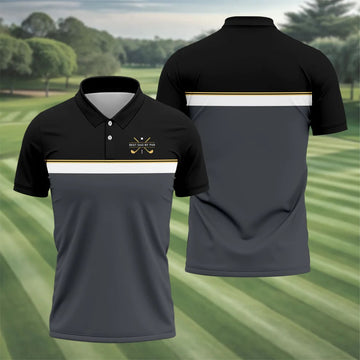 Best Dad By Par Black And Grey Dad Golf Shirt, Father's Day Golf Gift, Polo Shirts For Men