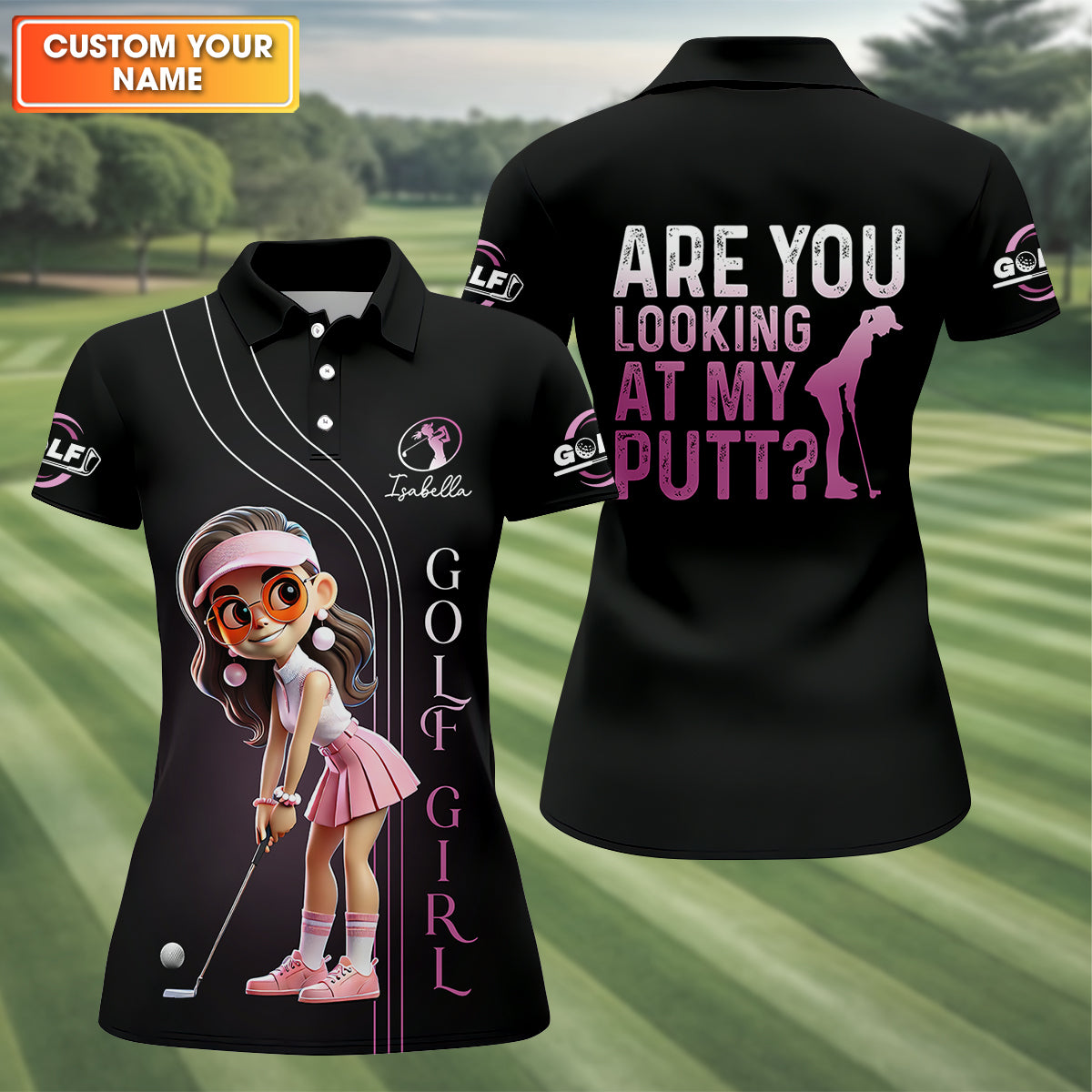 Are You Looking At My Putt Long Sleeve Polos Womens, Custom Ladies Golf Shirt