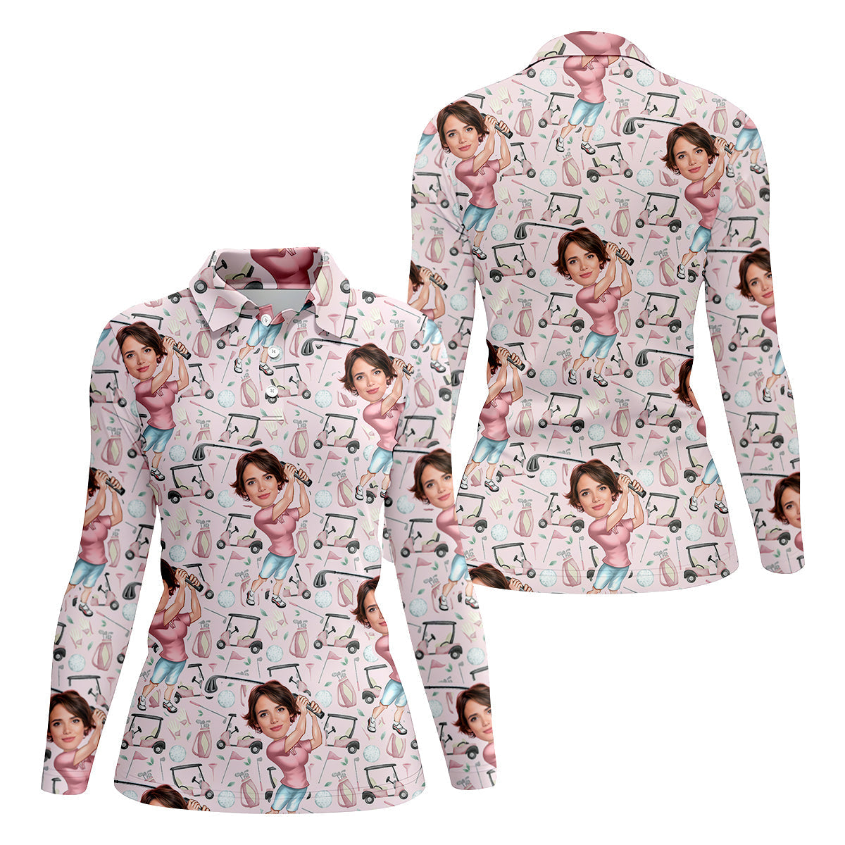 Custom Photo Golf Shirt, Funny Womens Golf Polo ShirtMothers Day Shirt
