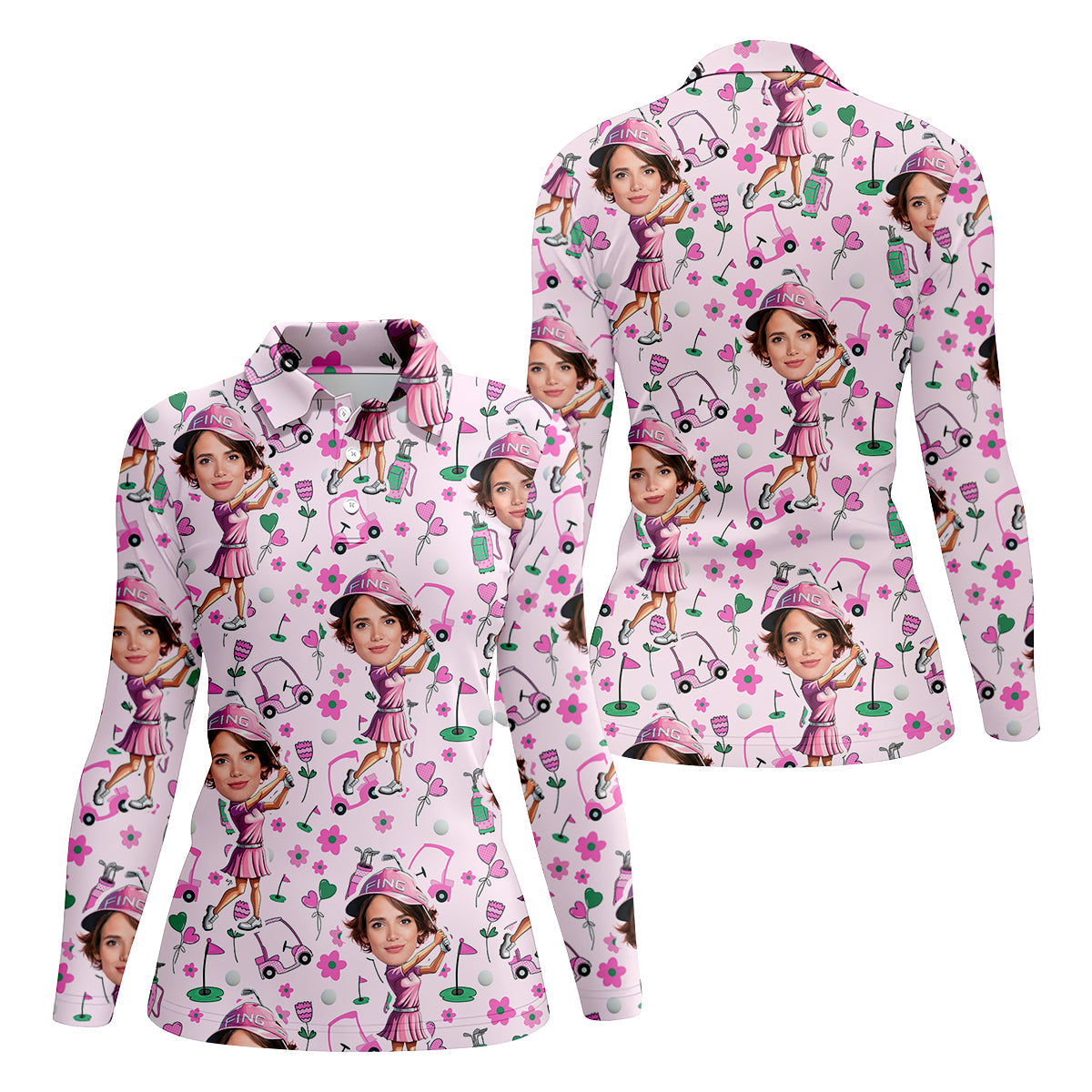 Custom Face Funny Womens Golf Polo ShirtLadies Golf Shirt