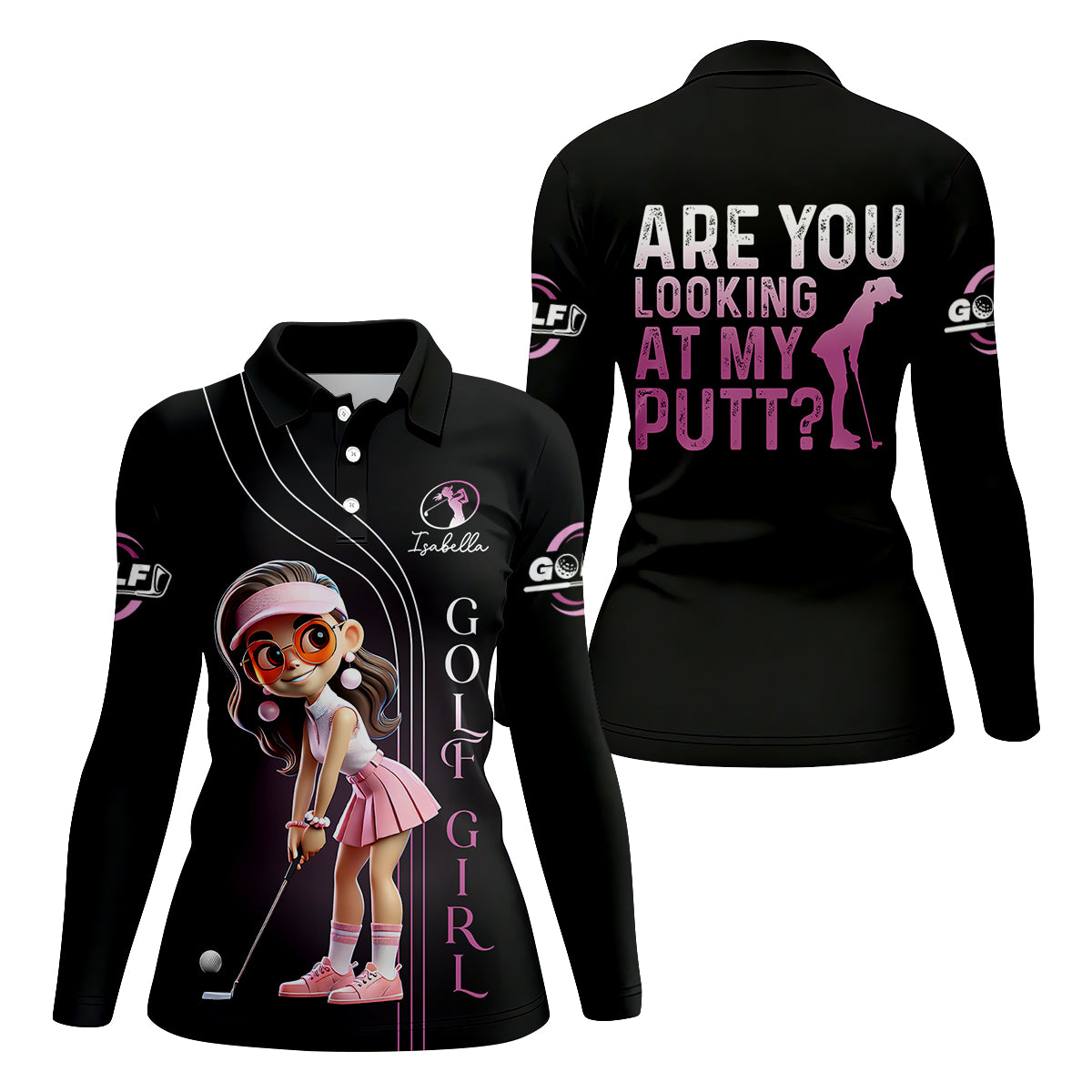 Are You Looking At My Putt Long Sleeve Polos Womens, Custom Ladies Golf Shirt