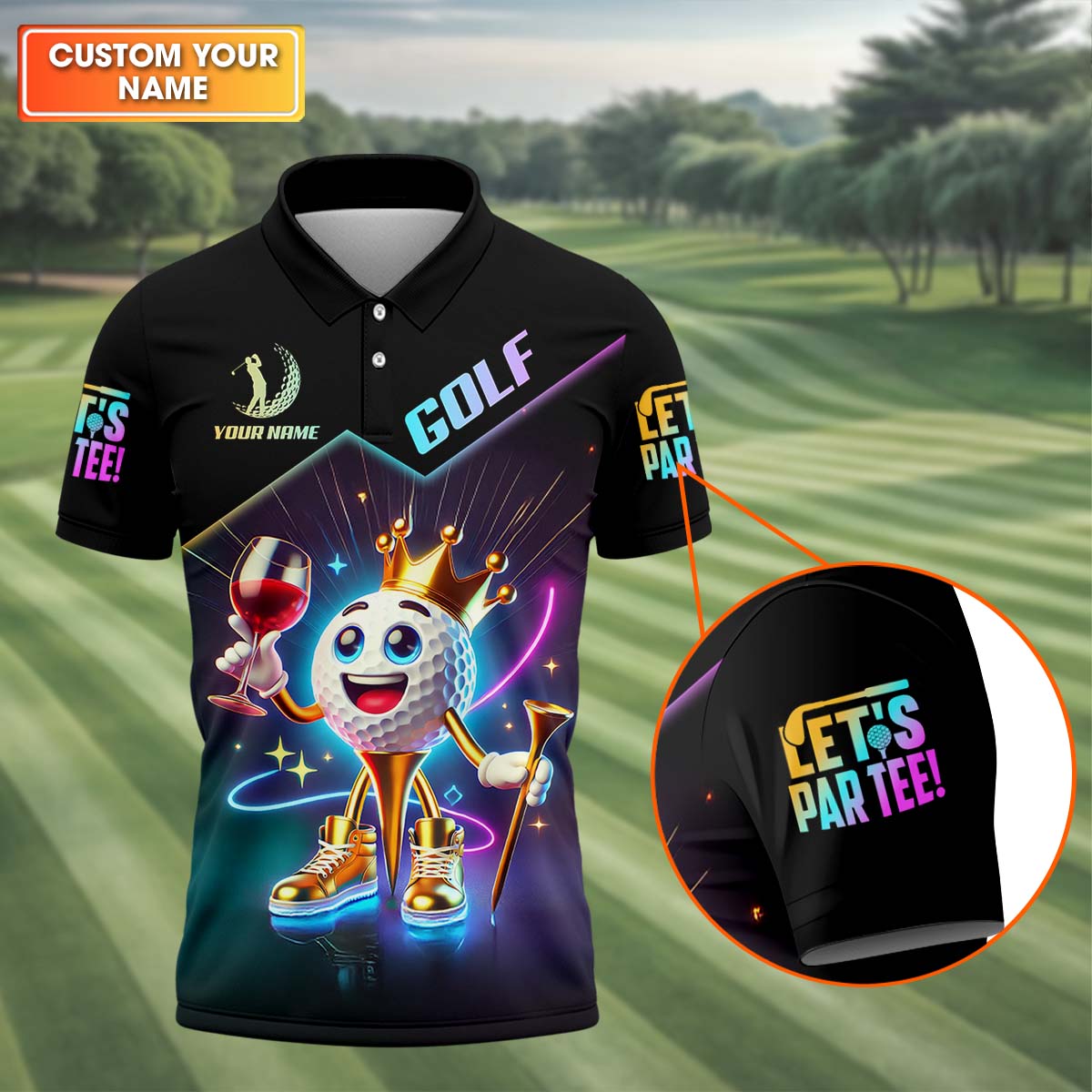Let's Par Tee Custom Men's Golf Polo ShirtGolfing Apparel, Funny Golf Polos, Mens Golf Gift