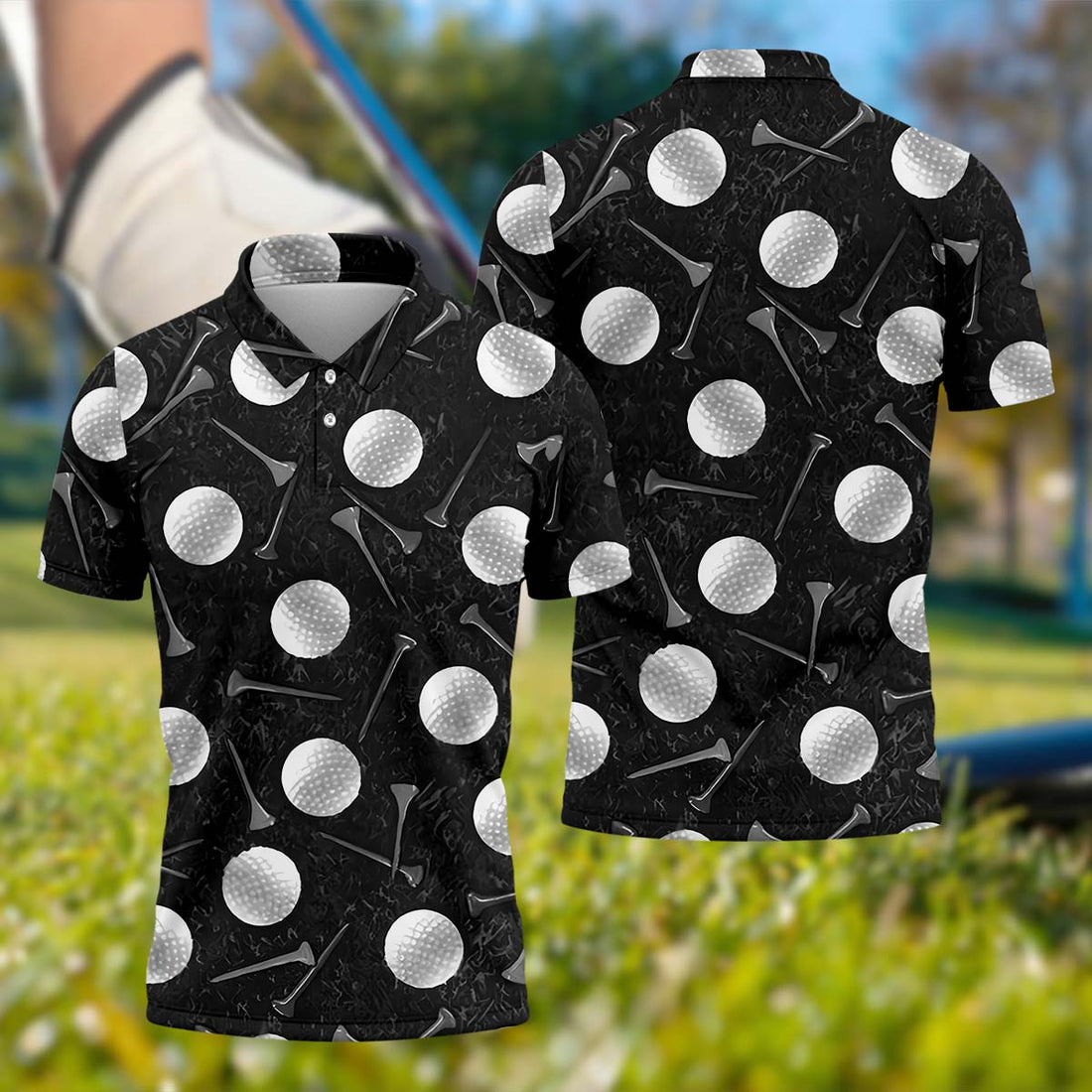 Golf Balls Black Men's Golf Polo Shirtunny Golf Shirt, Gifts For Golfer