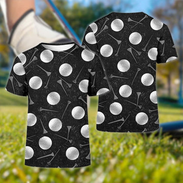 Golf Balls Black Men's Golf Polo Shirtunny Golf Shirt, Gifts For Golfer