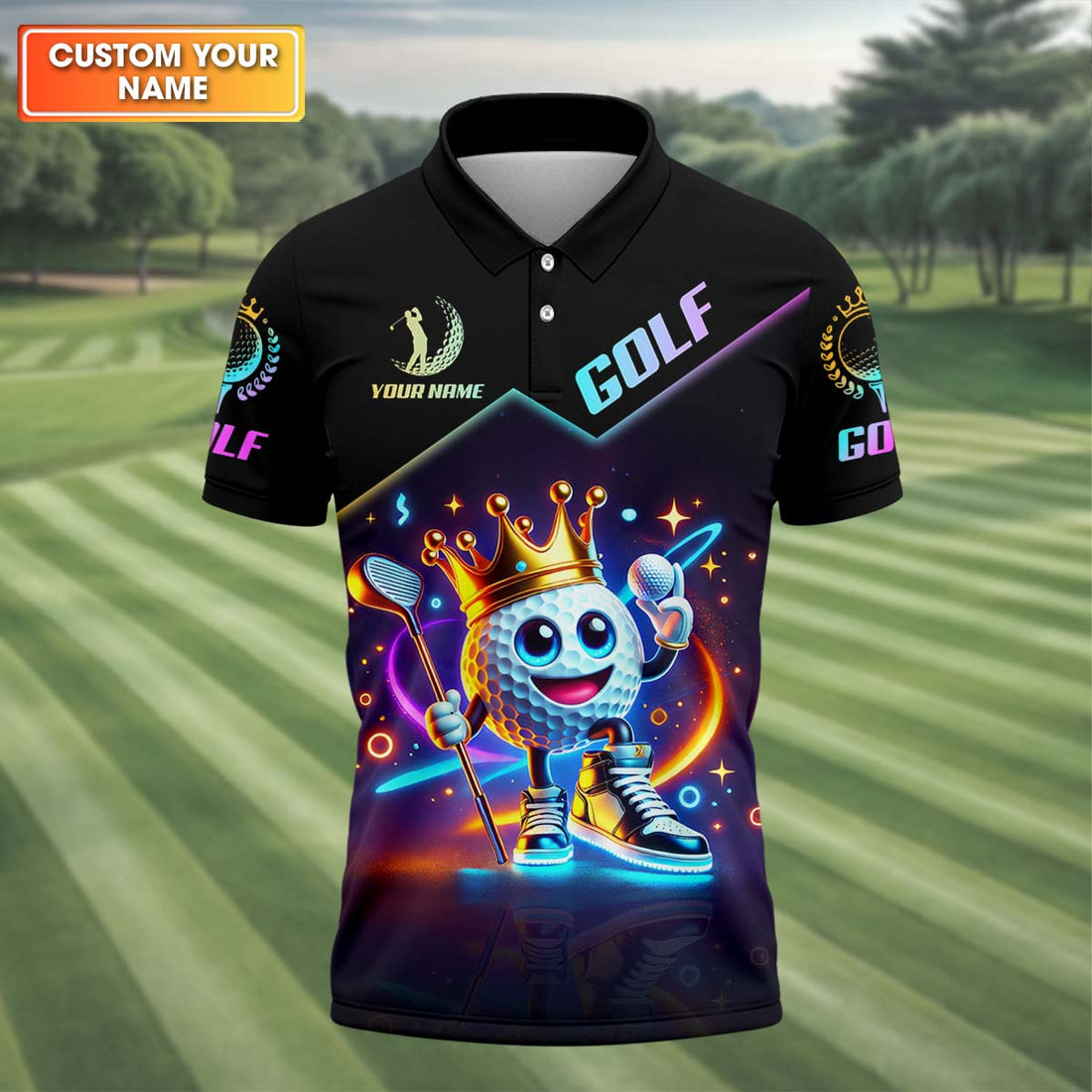 Golfer King Funny Golf Polo ShirtGolfing Apparel, Golf Gift For Men