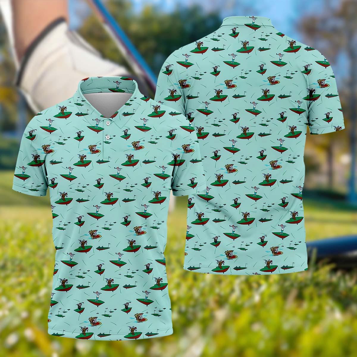 Playful Cartoon Golfer Golf Polo Shirtolf Gifts For Men, Golf Gift Ideas