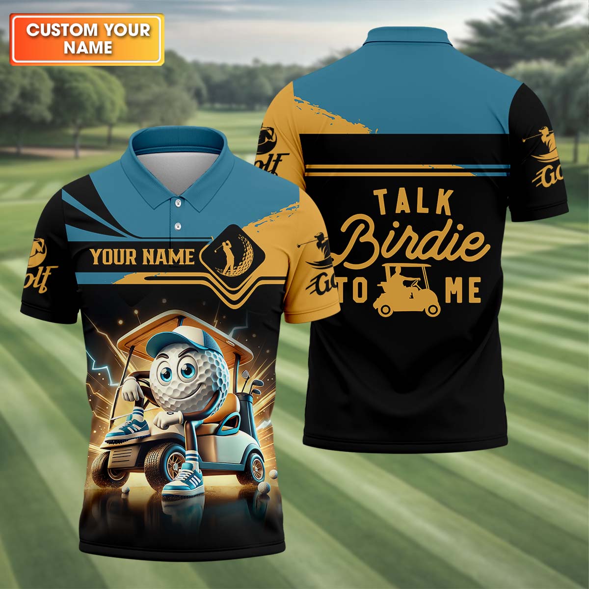 Talk Birdie To Me Custom Men's Golf Polo ShirtGolfing Apparel, Funny Golf Polos, Mens Golf Gift