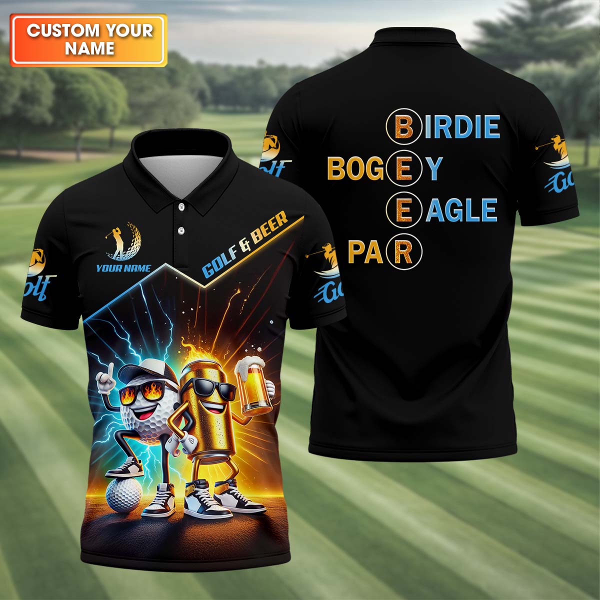 Beer And Golf Funny Golf Polo ShirtGolfing Apparel, Golf Gift For Men, Funny Golf Shirt