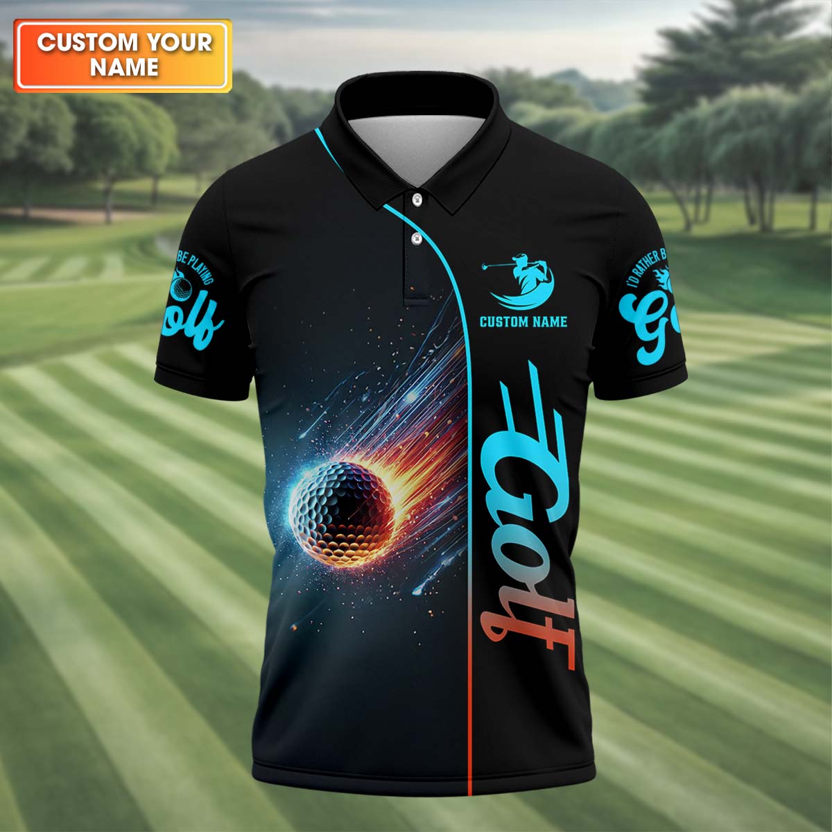 Shooting Star Men's Golf Polo ShirtGolfing Apparel, Mens Golf Gift